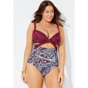 Swimsuits For All Cutout Underwire One Piece Swimsuit - Women's 14 NWOT